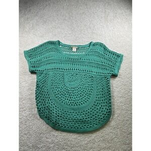 Mudd Sweater Womens S Kelly Green Crochet Knit‎ Boho Coachella Festival Grunge